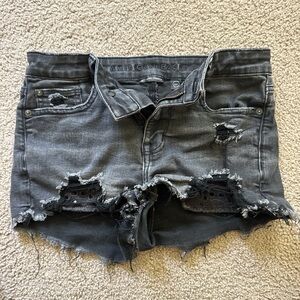 American Eagle Outfitters Women's Ripped Black Jean Shorts